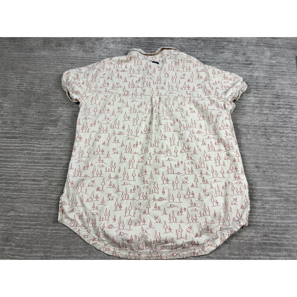 Columbia Shirt Womens XL Cream Red Pine Tree Nature Hemp Cotton Button Up Top - Picture 9 of 12